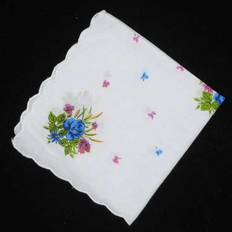 Description Picture 5 of itemHOT white Ladies square Handkerchief Cotton Flowers Women children print face hand towels Hanky wedding Christmas Gifts 10pcs