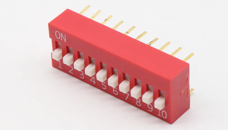 Description Picture 2 of item10pcs Slide Type Switch Module 2.54mm 10-Bit 10 Position Way DIP Red Pitch