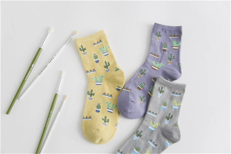 Description Picture 5 of itemGirls Cartoon Plant Cactus Socks Comfortable Cute Cotton Casual Soft Sokken Warm Women Meias Dropship