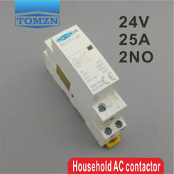 CT1 2P 25A 24V coil 50/60HZ Din rail Household ac Modular contactor 2NO or 1NO 1NC