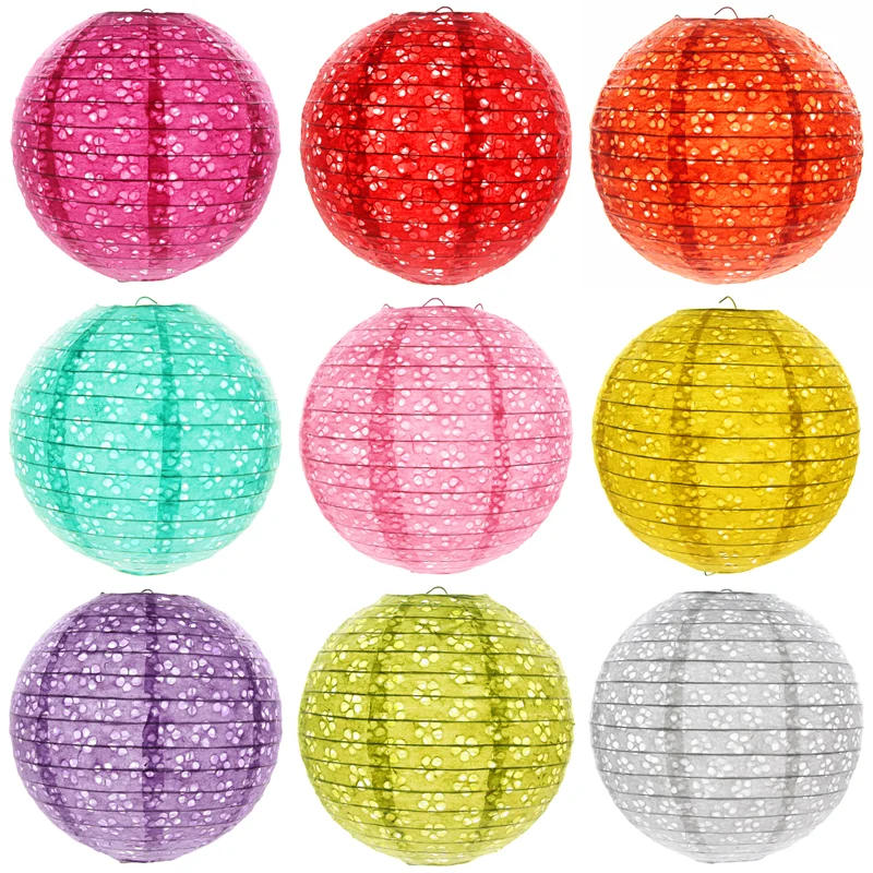 Description Picture 2 of item8/10/12/14 Inch Chinese Hollow out Paper Lanterns Wedding Lanterns Paper Lampshade Holiday Party Supplies Children DIY Lanterns