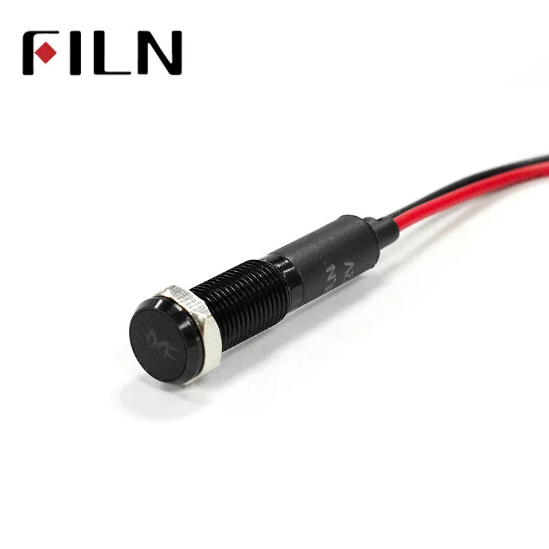 Description Picture 5 of itemFILN 8mm black housing led red yellow white blue green 12v led indicator light with 20cm cable