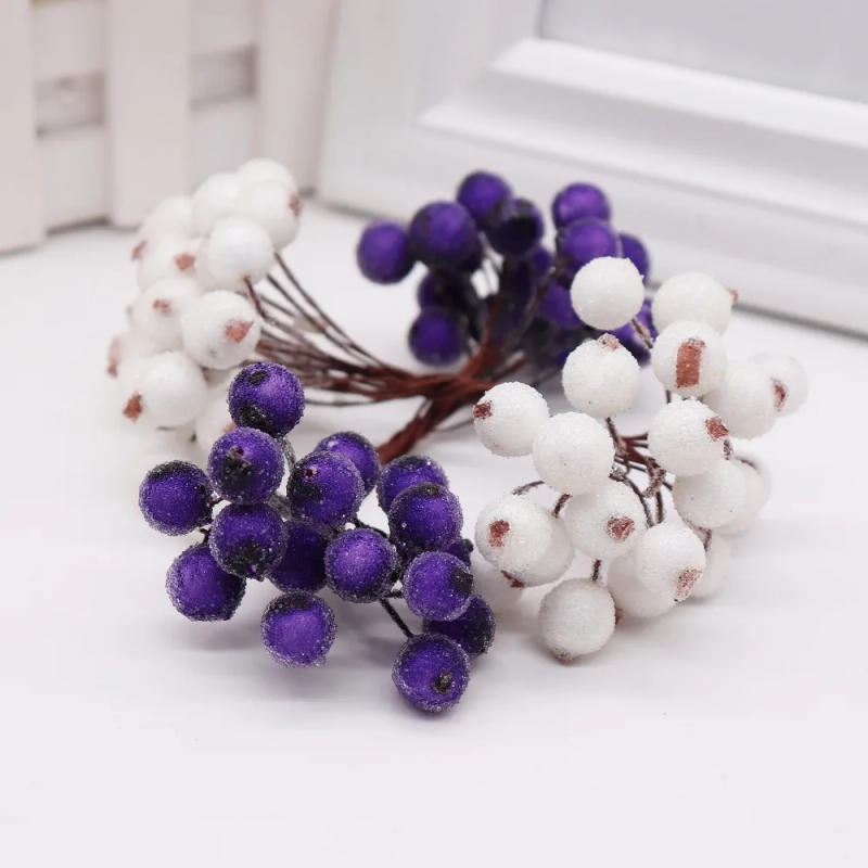 Description Picture 4 of item20pcs/40 Heads 1cm Mini Fake Fruit Small Double heads Berries Artificial Flower cherry Stamen Wedding Christmas Decorative