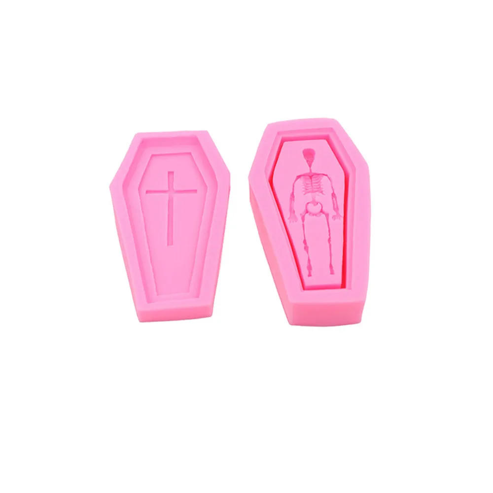 Description Picture 3 of itemCake Decorating Tools Halloween 3d Stereo 2 Pieces Ghost Bone Coffin Sugar Cake Mold Dessert Decoration Craft Pastry Bakeware