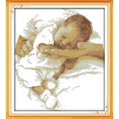 Joy Sunday Care Baby Counted Cross Stitch 11CT Printed 14CT DMC Chinese Cotton Home Decor Cross-stitch Kit Embroidery Needlework