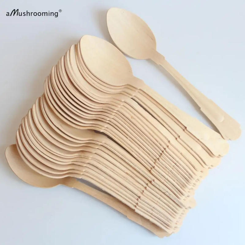 Description Picture 2 of itemExtra Large Disposable Cutlery Vintage Tableware Set Personalized Party Spoons Forks Knives 1940s Style 20cm Engraved Wood