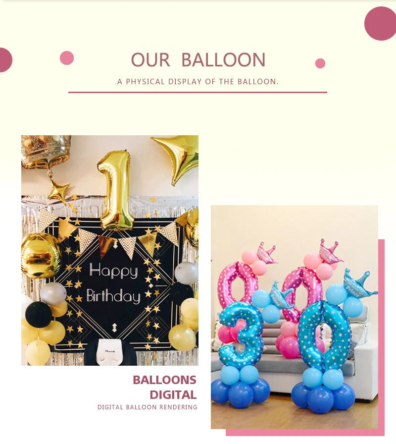 Description Picture 3 of item16 32 Inch Foil Number Balloons Wedding Happy Birthday Party Decorations Rose Gold Digital Globos Balloon Baby Shower Supplies