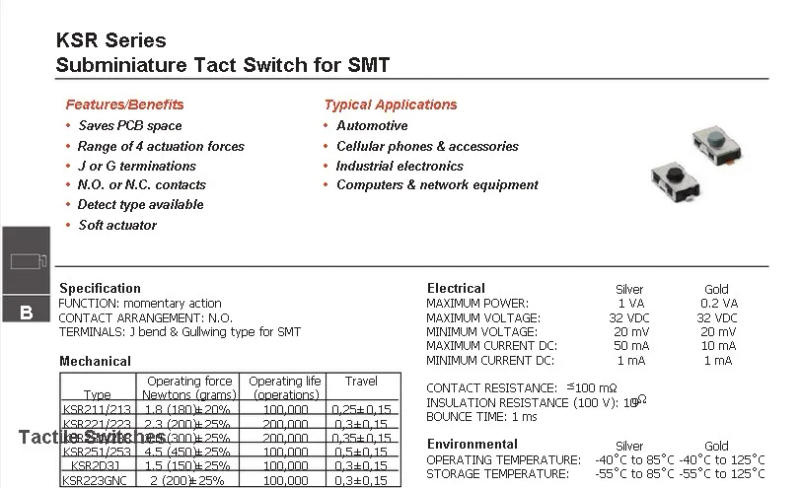 Description Picture 2 of itemOriginal new 100% KSR231J auto remote control button switch 3*6*2.5MM