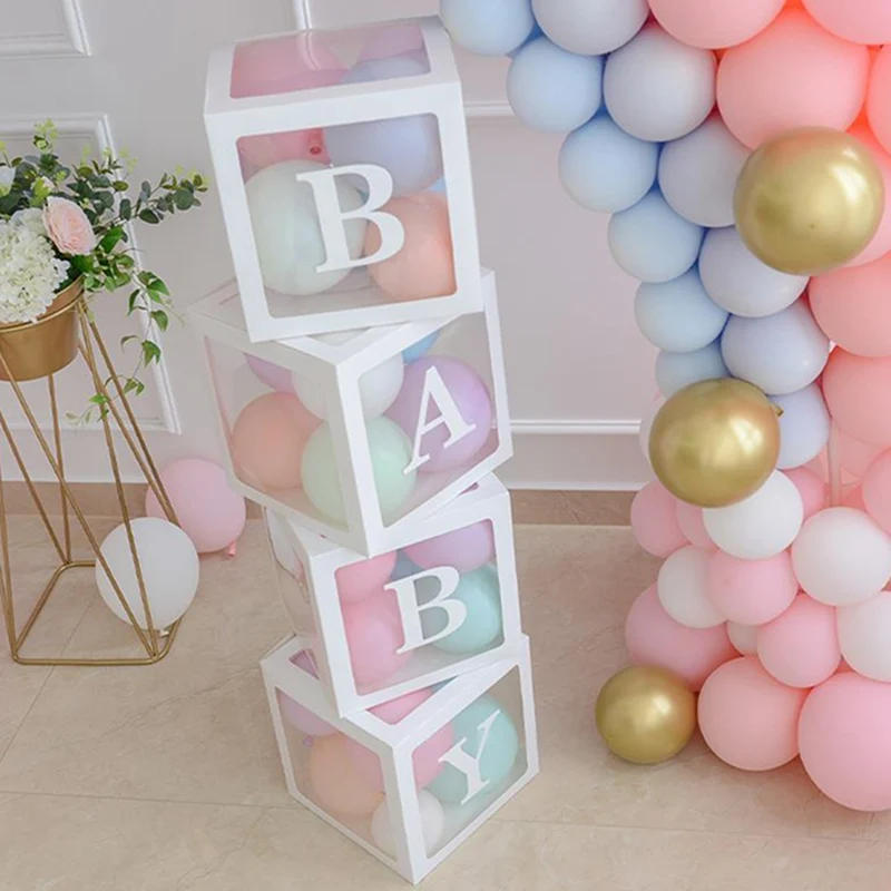 Description Picture 3 of itemTransparent Balloon Box Baby Shower Decoration Boy Girl 1st Birthday Party Decorations Kids Wedding Decor Babyshower Supplies