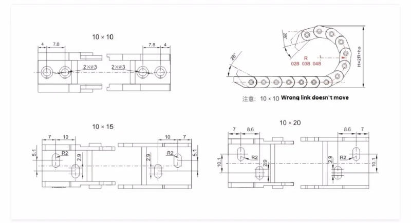 Description Picture 3 of itemHLTNC Cable Drag Chain 10x20 10x15 10x10 mm Bridge Type Non-Opening Plastic Transmission Towline for 3d printer CNC Router