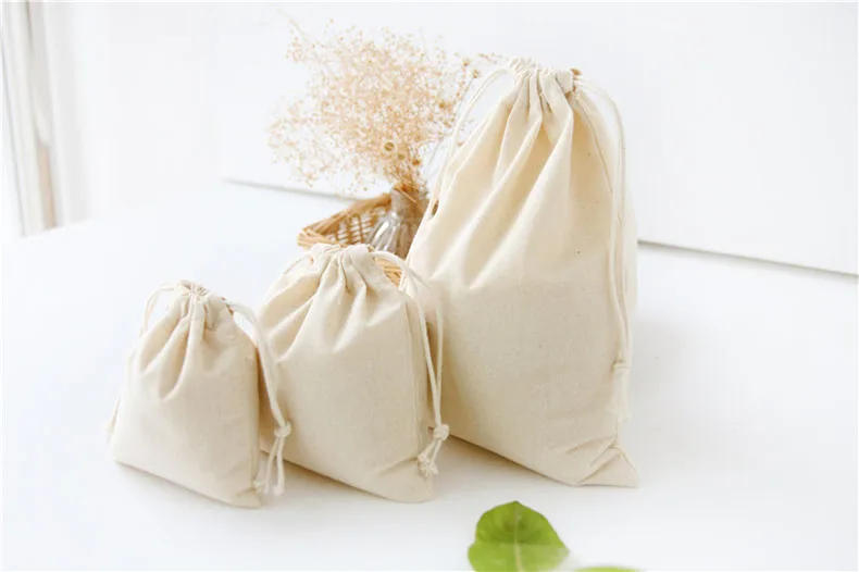 Description Picture 4 of item1Pc Cotton Linen Fabric Dust Cloth Bag Burlap Jute Bags Christmas Decoration Wedding Favor Pouch Drawstring Gift Bags
