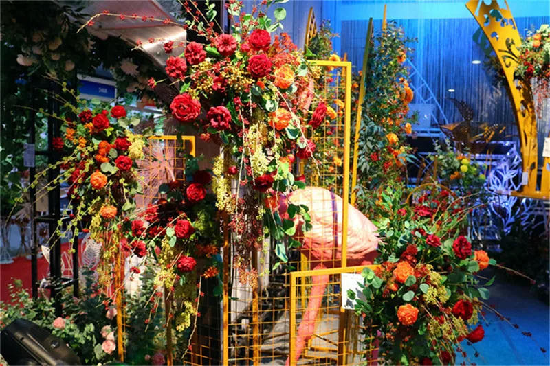 Description Picture 2 of item3 Branch Peony Rose Fake Flower Wall Western-Style Diy Wedding Home Party Office Hotel Desk Decoration Flores Artificiales Peony