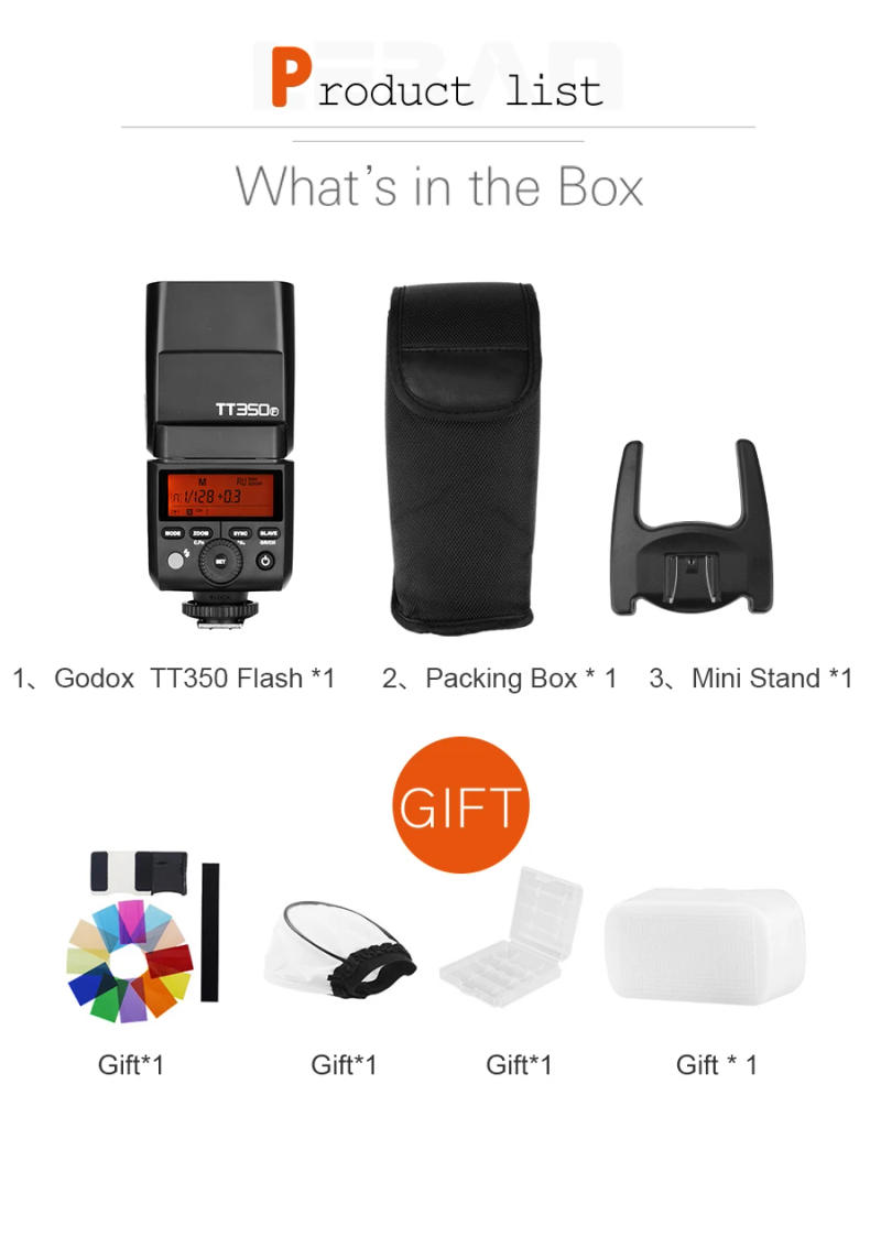 Description Picture 3 of itemGodox TT350C TT350S TT350N TT350O TT350F TT350P Mini Portable Flash TTL HSS Speedlite For Sony Nikon Canon Olympus Fuji Pentax