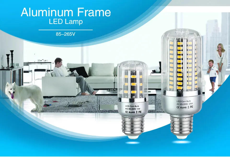 Description Picture 2 of itemAluminum Radiator Lighting Bulb 5/10/15/20/25W LED Corn Bulb E27 E14 E12 B22 85-265V Chandelier Street Wall Lamp Bulb