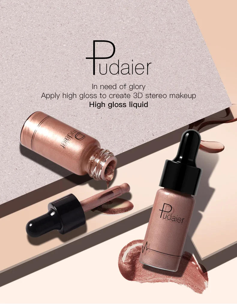 Description Picture 2 of item12 Color Liquid r  Nude Contouring Face Brightener Glow Shimmer 3D Bronzer Highlighter Glitter Makeup Cream