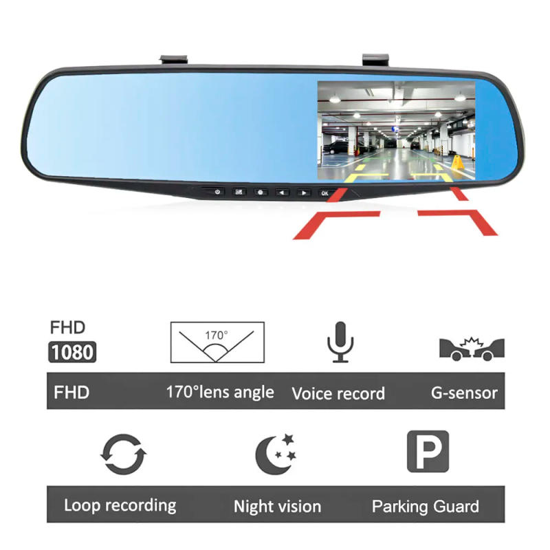 Description Picture 2 of itemHGDO Rear View Mirror Recorder 3 in 1 Dash Cam Anti glare Blue Mirror Car Dvr FHD 1080P Video Camera retrovisor con camara