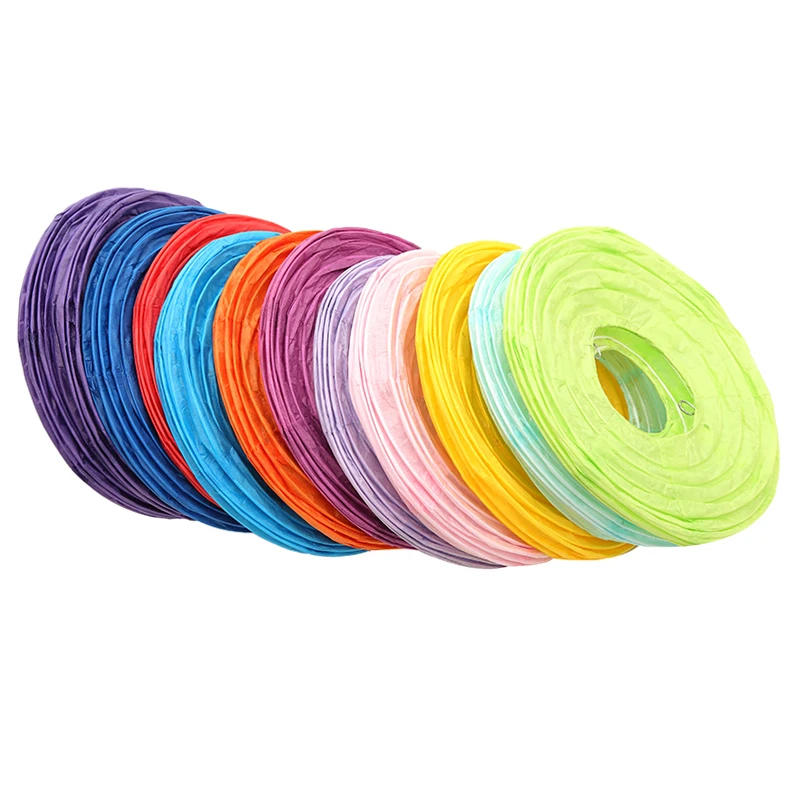 Description Picture 4 of item1Pcs  4'' 6" 8" 10"12" 14" 16" Chinese Paper Lanterns Round Paper Ball Lamps Wedding Party Lampion Decor DIY hanging lantern