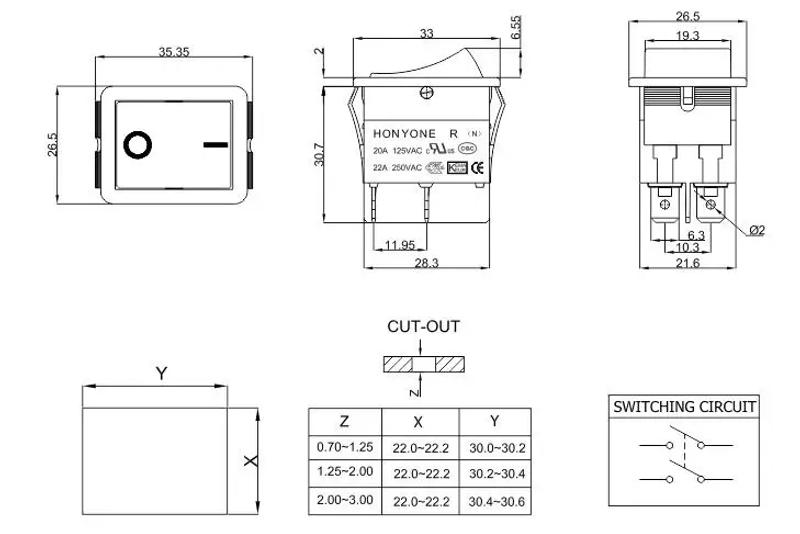 Description Picture 3 of item5Pcs LR-210 High Current IP55 4Pin ON-OFF 2-Position 22A DPST Boat Rocker Switch for Welding Machine