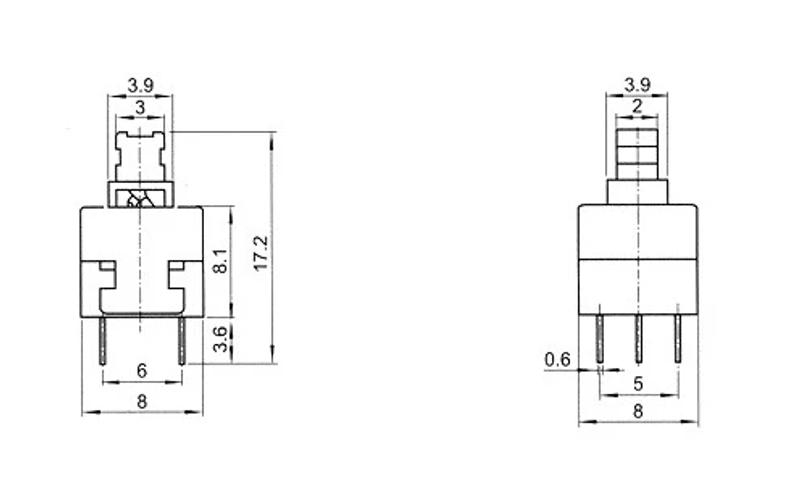 Description Picture 2 of item20PCS 5.8X5.8 7X7 8X8 8.5X8.5 5.8*5.8MM 7*7MM 8*8MM 8.5*8.5MM 6PIN Tact push button power switch Self-lock/Self reset ON/OFF 8*8