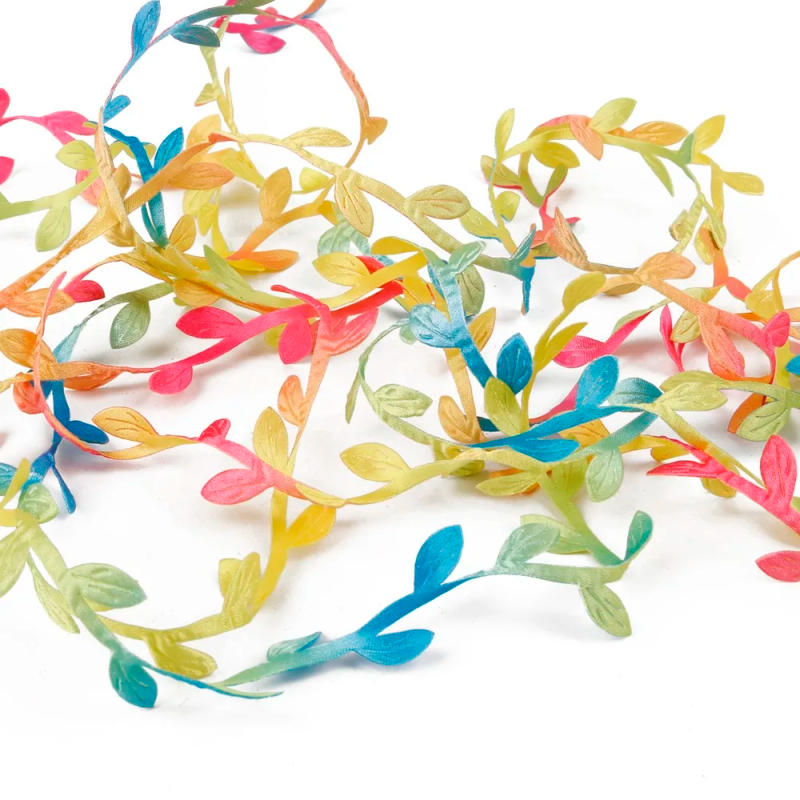 Description Picture 3 of item10m Green Artificial Leaves Handmade Silk Leaf-Shaped Lace Edge Trim Ribbons DIY Gift Craft Supplies Wedding Home Decoration