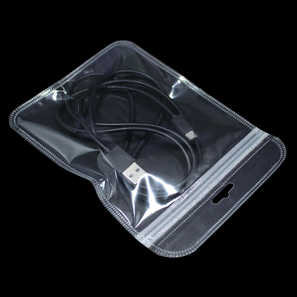 Description Picture 6 of item100PCS/ Lot Clear Plastic Zipper Bags For Electronic Accessories Storage Zip Lock Resealable Poly Grocery Package Bag Hang Hole