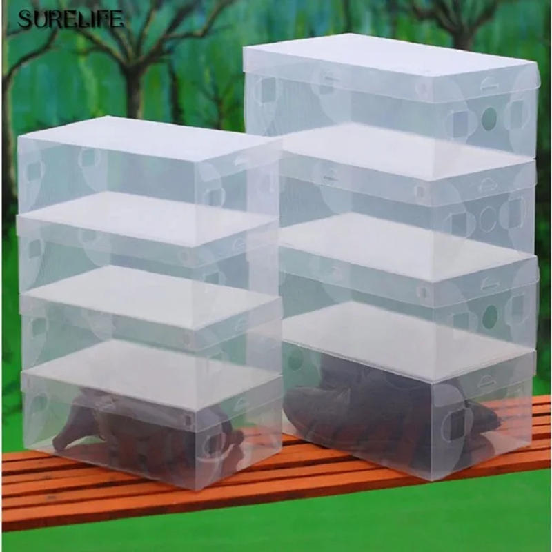 Description Picture 2 of item10pcs children/women/men shoes boxes from home Storage Boxes&Bins transparent plastic shoes box high heels/flat shoes