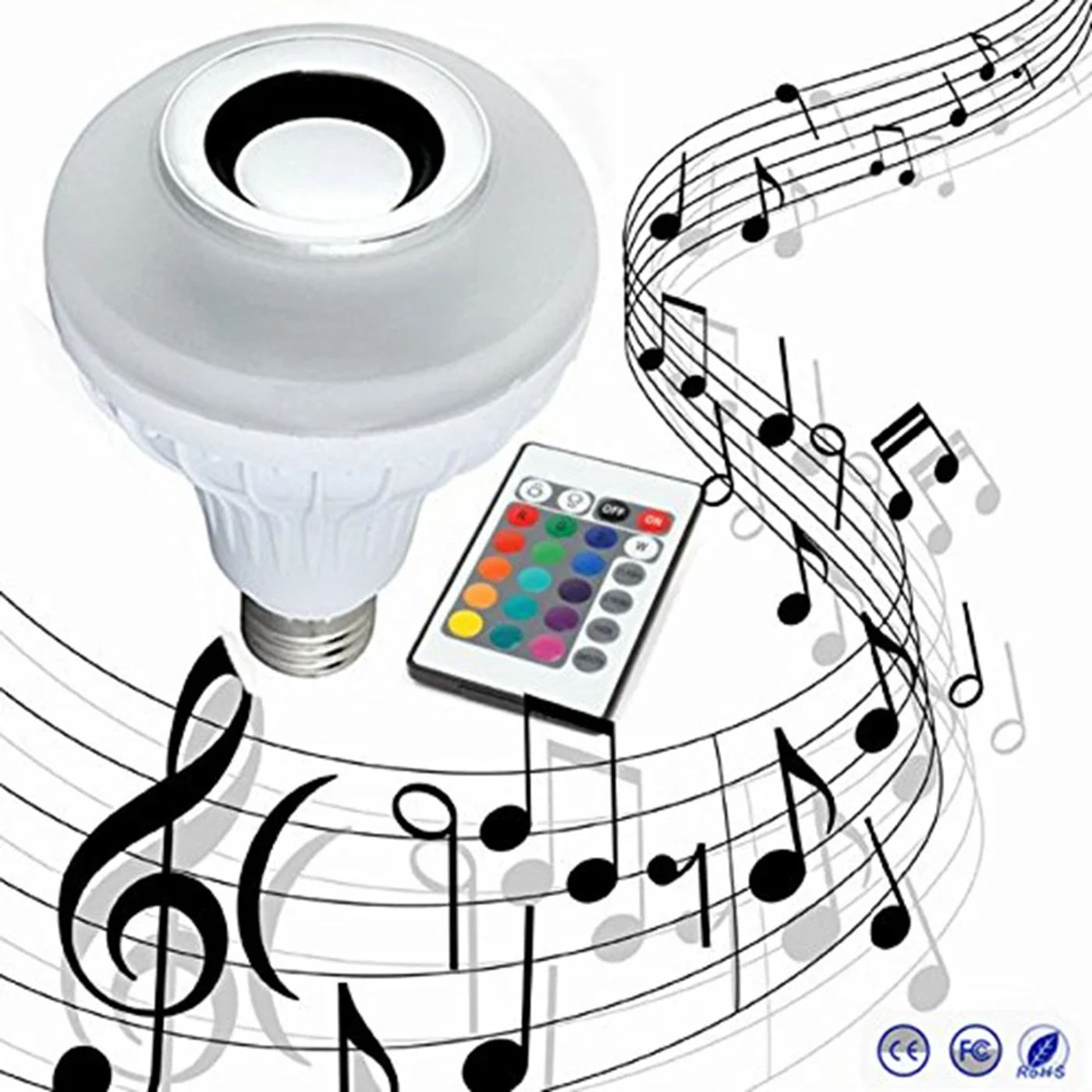 Description Picture 4 of itemE27 RGB Bluetooth Speaker Bulb Light 12W Music Playing Dimmable Wireless Led Lamp with 24 Keys Remote Control