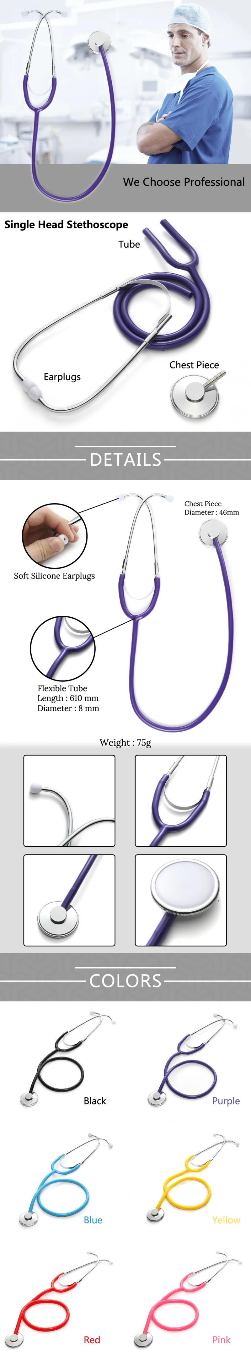 Description Picture 2 of itemMedical Stethoscope Doctor Cardiology Stethoscope Professional Heart Stethoscope Medical Devices Student Vet Nurse estetoscopio