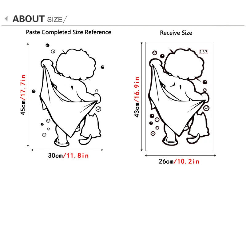 Description Picture 2 of itemShower Glass Door Stickers Kids Bathing Wall Stickers Cute Waterproof Removable for baby Bathroom Decor Stickers Wall Art Decals