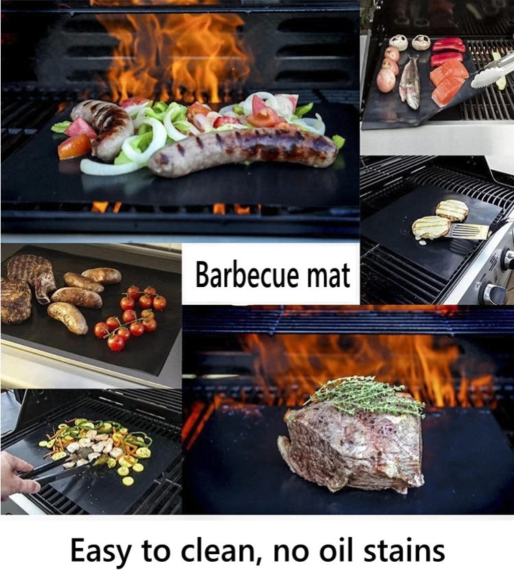 Description Picture 5 of itemBBQ Grill Mat Barbecue outdoor Baking Non-stick Pad Reusable Cooking Plate 40 * 30cm For Party PTFE  Grill Mat Tools New
