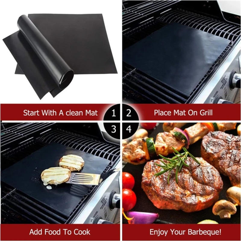 Description Picture 3 of itemBBQ Grill Mat Barbecue outdoor Baking Non-stick Pad Reusable Cooking Plate 40 * 30cm For Party PTFE  Grill Mat Tools New
