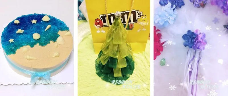 Description Picture 5 of item(50 yards/roll) 12/15/20/25/40/50mm Organza ribbons wholesale white gift wrapping decoration Christmas ribbons