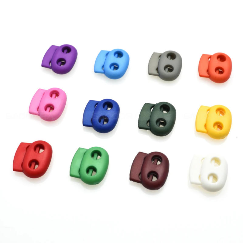 Description Picture 3 of item12pcs/pack Mixed Colorful 5mm Hole Plastic Stopper Cord Lock Bean Toggle Clip Apparel Shoelace Sportswear Accessorie