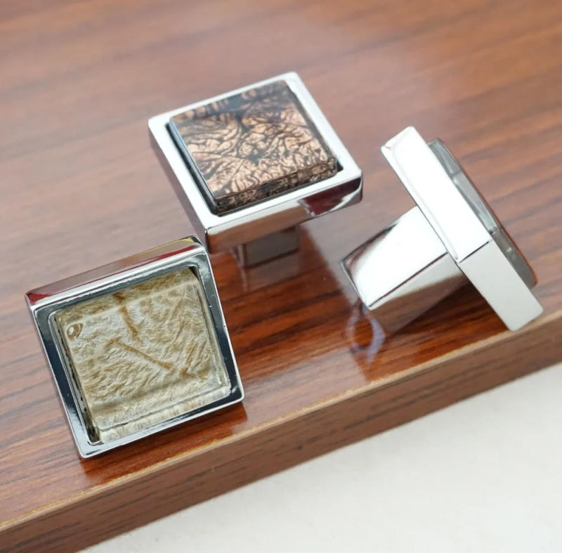 Description Picture 3 of itemSquare Silver Bedside Cabinet Pulls With Backplate Home Decor Drawer Bookcase Door Knobs Modern Furniture Hardware Accessories