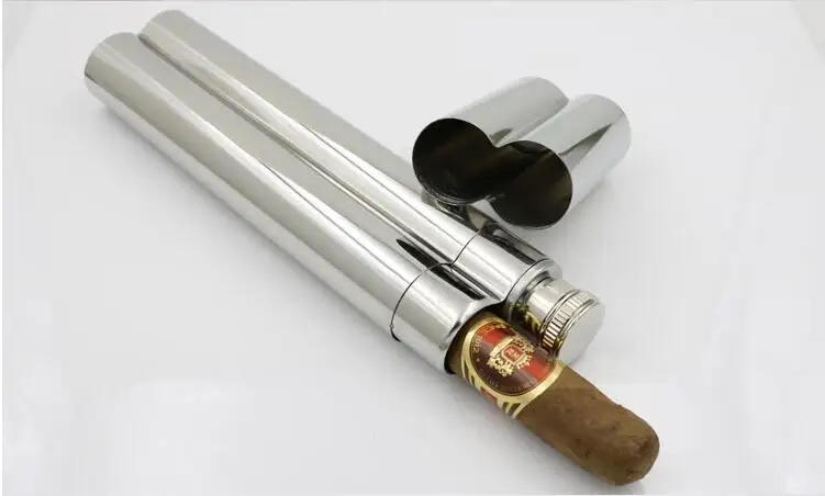 Description Picture 4 of itemStainless Steel Whisky Vodka Hip Flask Polished Cigar Tube 2oz