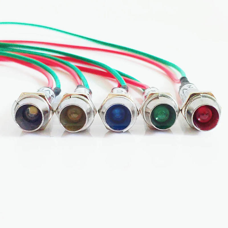 Description Picture 6 of item10pcs LED 8mm Metal Indicator lights waterproof Signal lamp 220v with wire and LED light Signal Convex lamp XD8-W free shipping