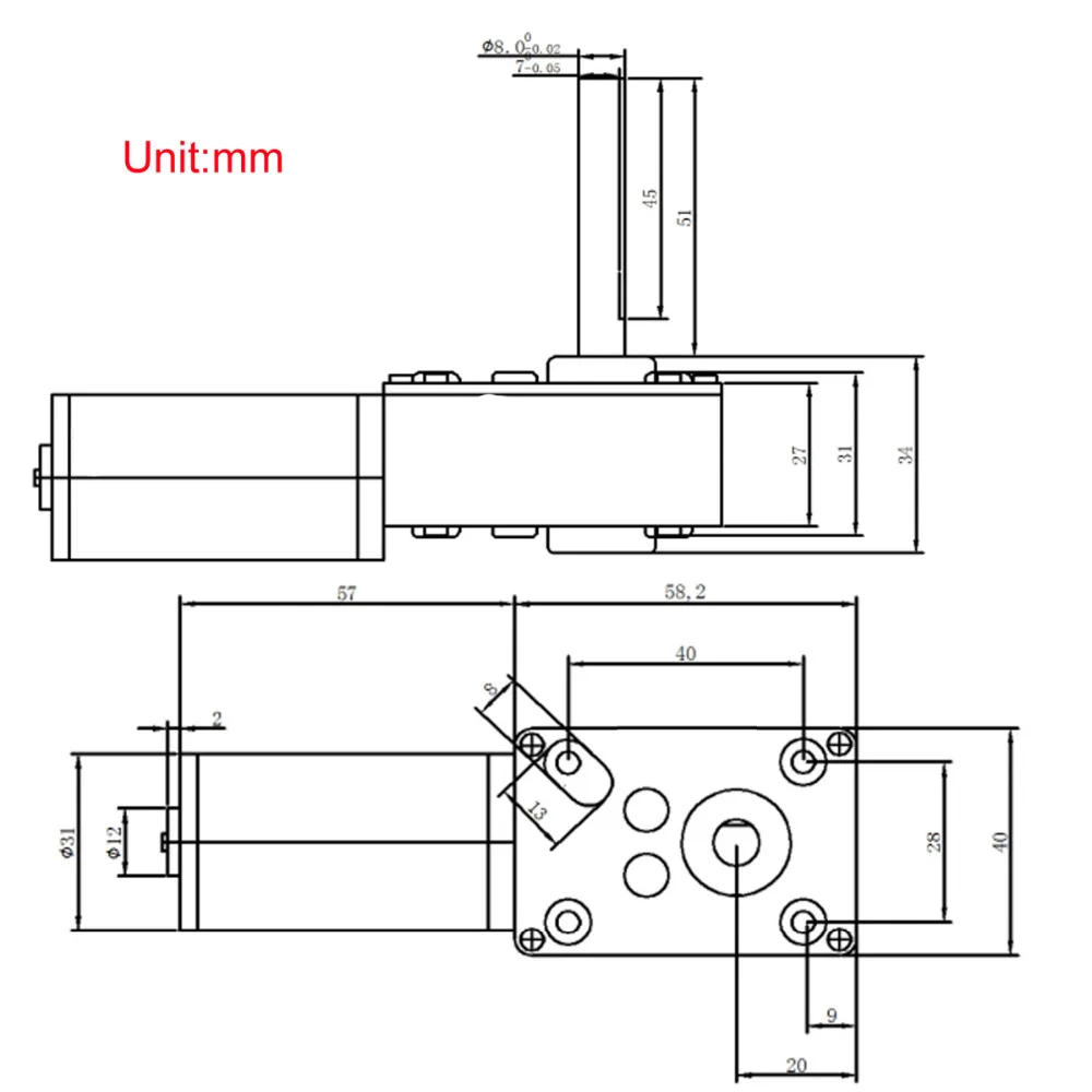 Description Picture 3 of itemDC 24V Worm Geared Motors High Torque 12V Volt DC Motor Customized Reduction Motor Self-Lock Extension Shaft Motor 5840-31ZY DIY
