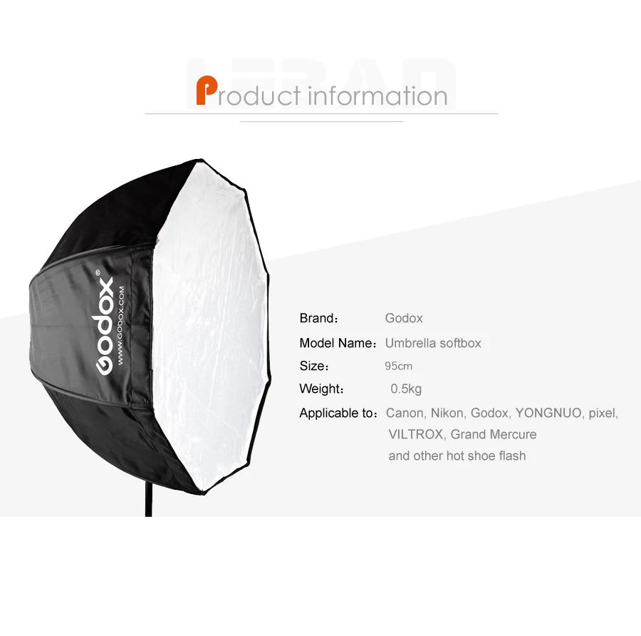 Description Picture 5 of itemGodox 95cm 37.5'' Octagon Umbrella Softbox + Light Stand + Type-B Hot Shoe Holder Bracket Kit for Iconic Brand Nikon Godox Speedlite
