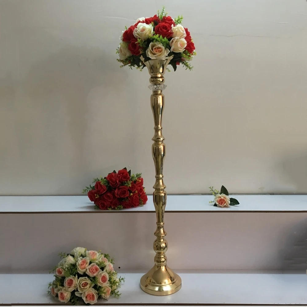 Description Picture 2 of item100 CM/40" Height Metal Gold Candle Holder Candlestick Wedding Table Centerpiece Event Flower Road Lead Rack 1 Lot =10 PCS