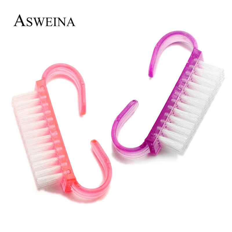 Description Picture 4 of item2Pcs Nail Cleaning Nail Brushes Plastic Pink Purple Clean Tools File Remove Dust Manicure Pedicure Brush