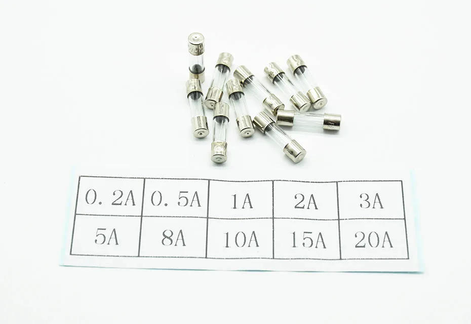 Description Picture 2 of item20Pcs 5x20mm Fast Quick Blow Glass Tube Fuse Assorted Kit Fast Blow Glass Fuses 0.5A 1A 2A 3A 5A 7A 8A 10A 15A 20A/250V 5*20mm