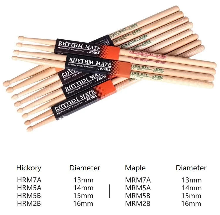 Description Picture 3 of itemTAMA Rhythm Mate Drum Stick HRM 5A 5B 2B 7A Hickory / Maple Drumsticks