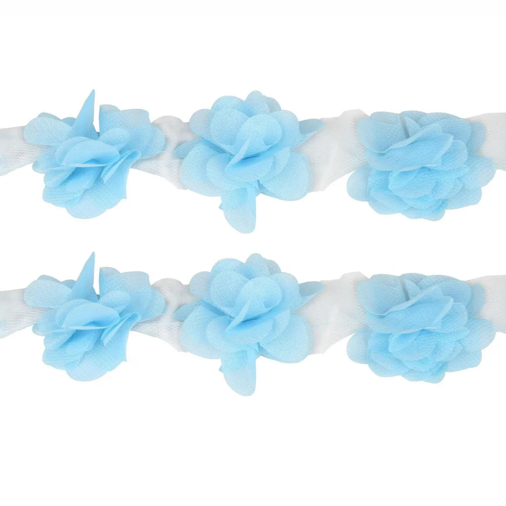 Description Picture 2 of item2Yards/lot Multi Colors Width 5cm 3D Chiffon Cluster Flowers Lace Dress Decoration Lace Fabric Applique Trimming Sewing Supplies