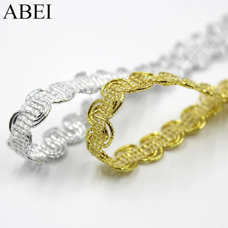 Description Picture 6 of item20yards/lot 8mm Diy Gold Silver Lace Ribbon Trims Polyester Tape Webbing for Stage Performance Apparel Handmade Wedding Crafts