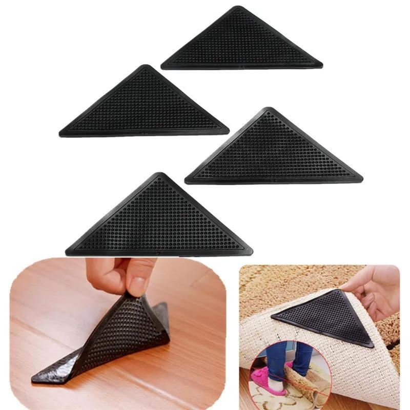 Description Picture 2 of item4pcs/Set Reusable Washable Rug Carpet Mat Grippers Non Slip Silicone Grip For Home Bath Living Room
