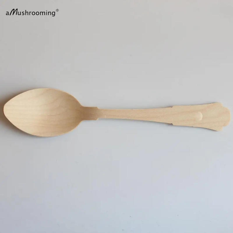 Description Picture 3 of itemExtra Large Disposable Cutlery Vintage Tableware Set Personalized Party Spoons Forks Knives 1940s Style 20cm Engraved Wood