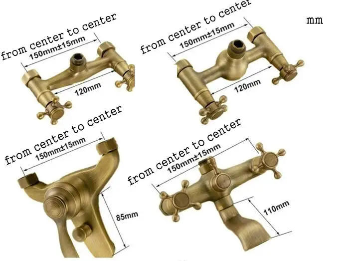 Description Picture 2 of itemBrass shower head set simple bathroom sprinkler hanging wall bath tub faucet hot and cold water mixing valve