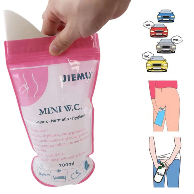 Description Picture 3 of item1pc 700ml Emergency Portable Car Urine Bag Vomit Bags Mini Mobile Toilets Handy Unisex Disposable Urinal Toilet Bag