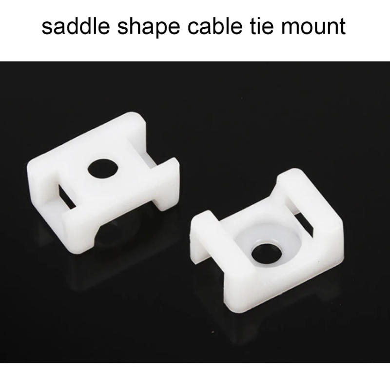 Description Picture 4 of itemcable tie Mounts 100PCs 4.6mm Wire Buddle Saddle Type Plastic Holder White Black 10 width 15 length Plastic cable white mount