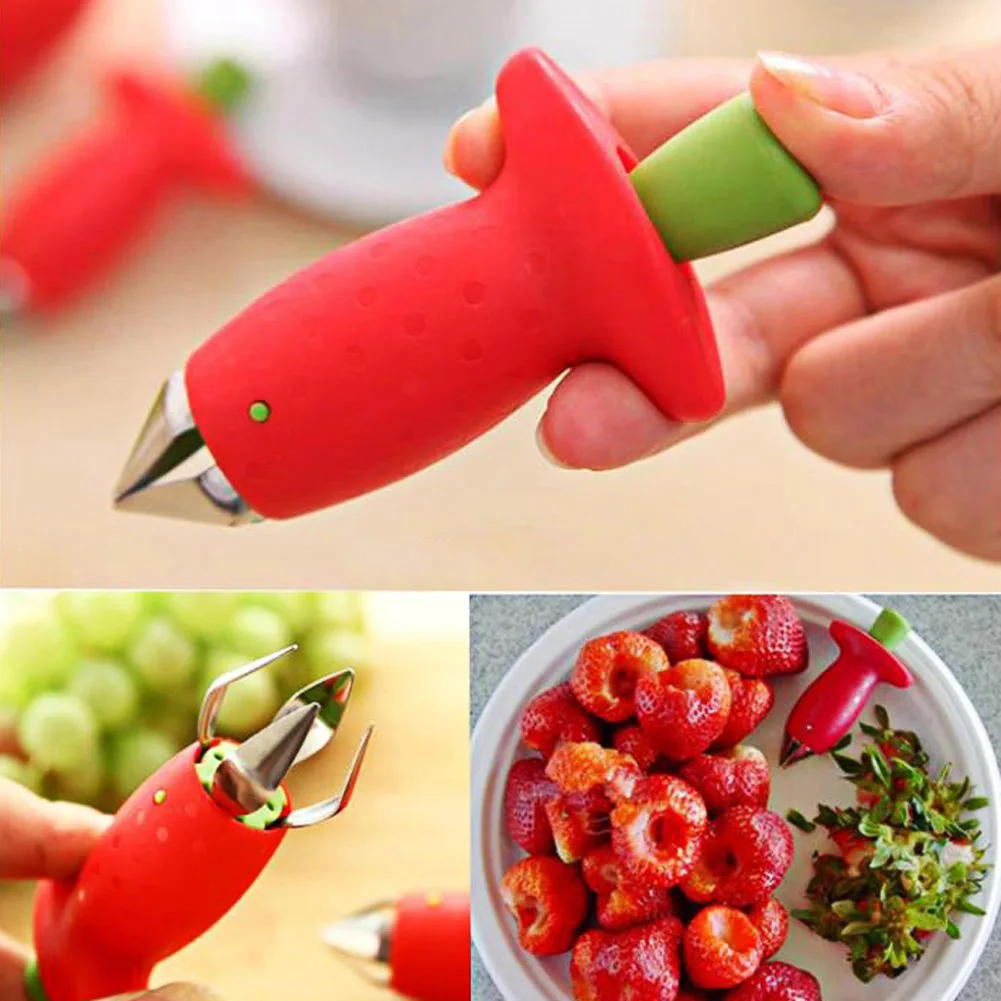 Description Picture 4 of itemFruit Leaf Remover Strawberry Huller Metal Tomato Stalks Plastic Remover Gadget Strawberry Hullers Kitchen Gadgets